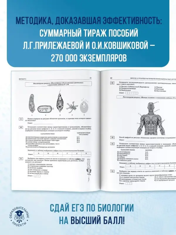Уценка. Прилежаева Л.Г., Ковшикова О.И.: ЕГЭ-2025. Биология. 30 тренировочных вариантов для подготовки