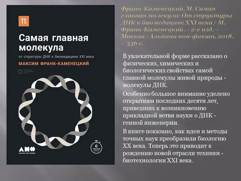 Франк-Каменецкий Максим Давидович: Самая главная молекула: От структуры ДНК к биомедицине XXI века