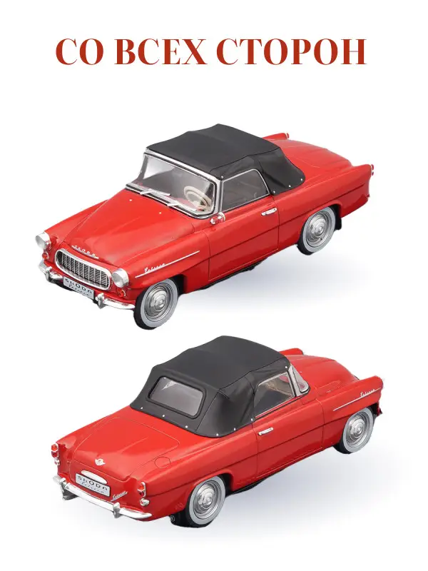 Hachette. Ашет Коллекция. Масштабная модель 1:24 Skoda Felicia Cabrio 1959 красный