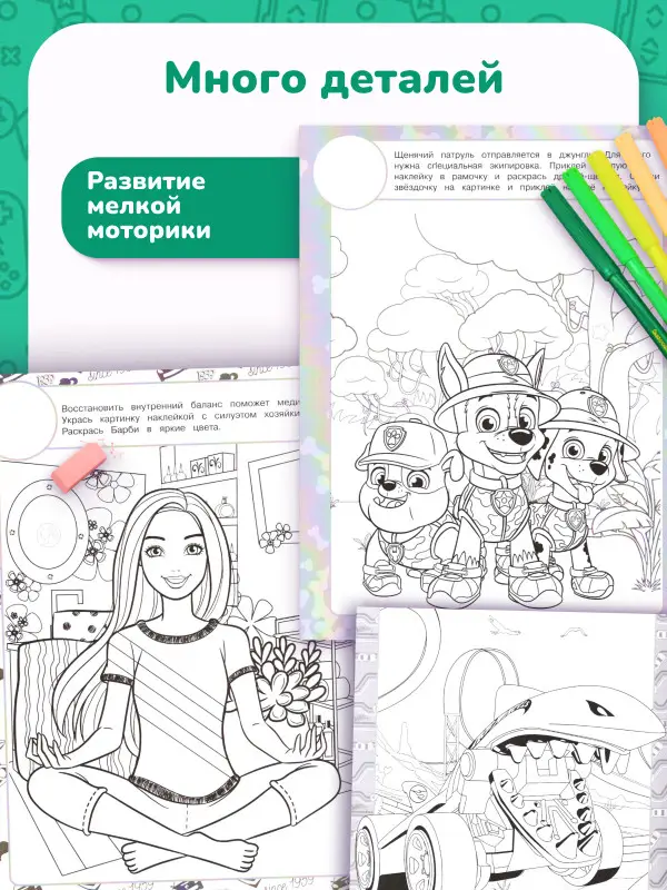 Набор раскрасок с наклейками в ассортименте (в наборе 5 видов по 3 штуки)