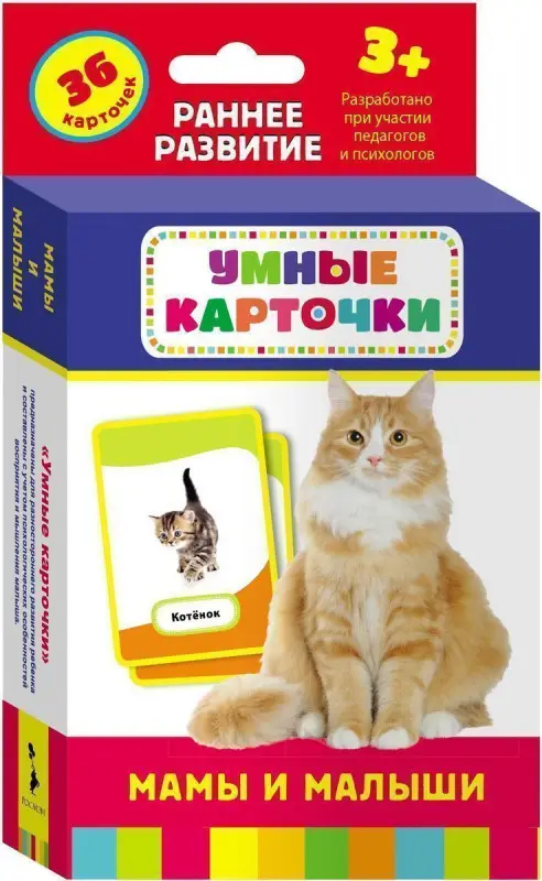 Развивающие карточки. Мамы и малыши 3+